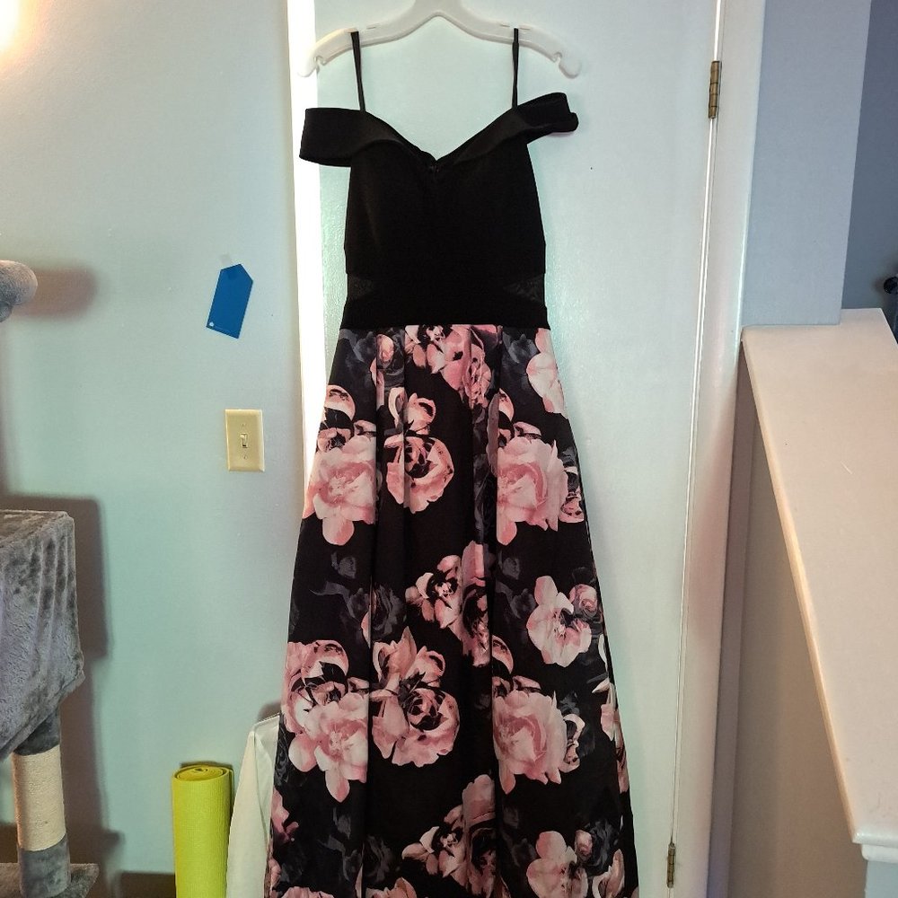 Xscape off the shoulder prom dress